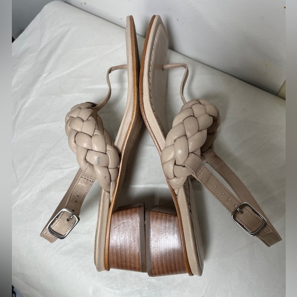 Bernardo EUC Leather Braided Block Heel Square Toe Sandals, Beige Sz 11 - Picture 9 of 10